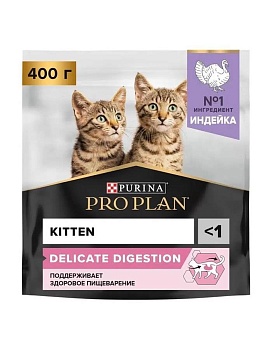 Pro Plan Junior Delicate Корм для котят с Чувствительным пищеварением с индейкой 400 гр купить  зоотовары для животных