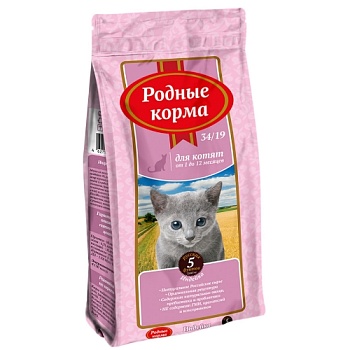 РОДНЫЕ КОРМА сухой корм для котят ИНДЕЙКА 34/19 2,045кг купить 