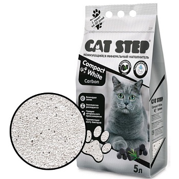 Cat Step Наполнитель комкующийся минеральный Compact White Carbon 4х5л купить 