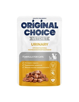 ORIGINAL CHOICE VETDIET Urinary диетическое полнорационное питание для взрослых кошек профилактика МКБ 14х85г купить  зоотовары для животных