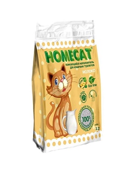 HOMECAT Эколайн Молоко комкующийся наполнитель для кошачьих туалетов 12л купить  зоотовары для животных