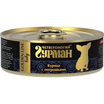 Четвероногий Гурман Золотая Линия для Щенков Курица с Потрошками в Желе 24х100г купить  зоотовары для животных