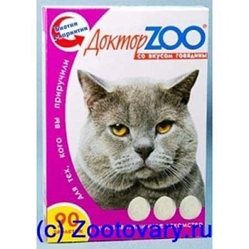 Доктор Zoo Витамины для Кошек со Вкусом Говядины 6х90таб купить 