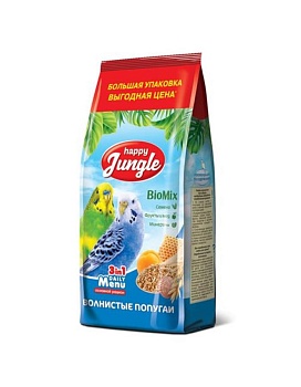 HAPPY JUNGLE Корм для волнистых попугаев 900гр купить  зоотовары для животных