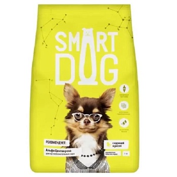 SMART DOG сухой корм для взрослых собак с курицей и рисом 3кг купить 