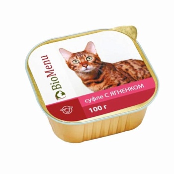 BioMenu Консервы для кошек суфле Ягненок ламистер 15х100г купить 