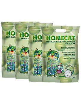 HOMECAT Яблоко Силикагелевый наполнитель для кошачьих туалетов с ароматом яблока 4х12,5л купить  зоотовары для животных