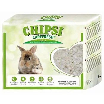 CHIPSI CAREFRESH Pure White белый бумажный наполнитель для мелких домашних животных и птиц 5л купить 