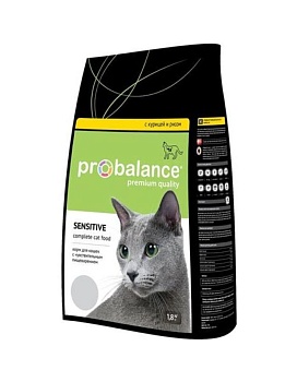 ProBalance Sensitive Корм для кошек с Чувствительным пищеварением Курица/рис 1,8кг купить  зоотовары для животных