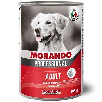 Morando Professional Консервированный корм для собак с кусочками говядины 24х405г купить 