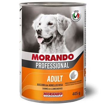 Morando Professional Консервированный корм для собак с кусочками ягненка и рисом 24х405г купить 