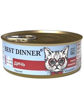 Best Dinner Exclusive Vet Profi Gastro Intestinal для кошек паштет Дичь 12х100г купить  зоотовары для животных