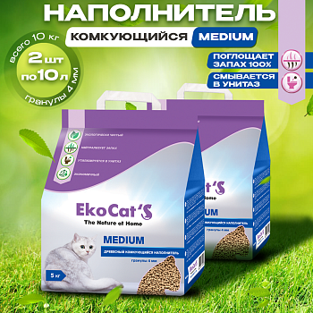 Eko Cat`s Medium древесный комкующийся наполнитель 2х5кг купить 