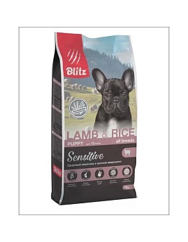 BLITZ Puppy LAMB & RICE All Breeds Sensitive корм для щенков всех пород 15 кг купить  зоотовары для животных