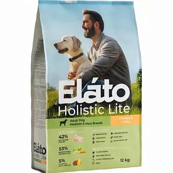 Элато Holistic Lite сухой для собак средних и крупных пород Курица и Индейка 12кг купить 