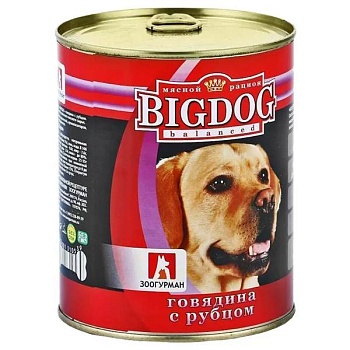 ЗООГУРМАН BIG DOG консервы для собак Говядина с рубцом 9х850гр купить 