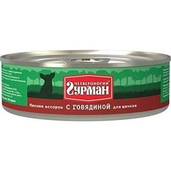 Четвероногий Гурман Мясное Ассорти для Щенков с Говядиной 24х100г купить 