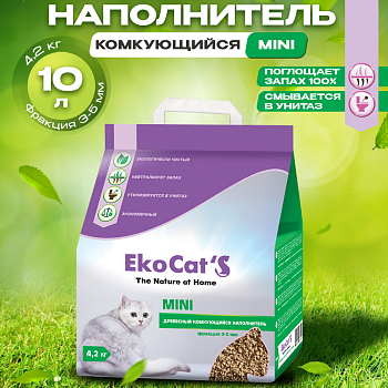 Eko Cat`s Mini древесный комкующийся наполнитель 10л купить 