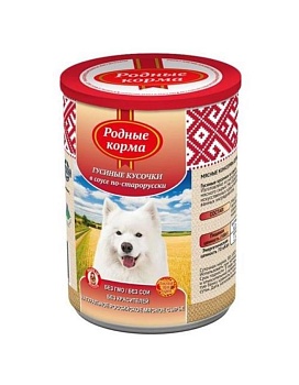 РОДНЫЕ КОРМА консервы для собак гусиные кусочки в соусе по-старорусски 6х970гр купить  зоотовары для животных
