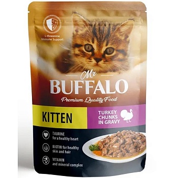 Mr.Buffalo KITTEN влажный корм корм котят Индейка в соусе 28х85гр купить 