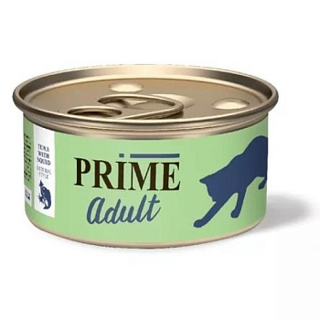 PRIME MEAT консервы для кошек Тунец с кальмаром в собственном соку 24х70гр купить 