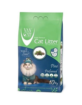 Van Cat Pine Комкующийся наполнитель без пыли с ароматом Соснового леса, пакет 10кг купить  зоотовары для животных