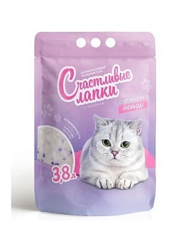 Счастливые Лапки наполнитель силикагелевый с ароматом лаванды 3,8л купить  зоотовары для животных