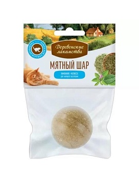 ДЕРЕВЕНСКИЕ ЛАКОМСТВА игрушка для кошек мятный шар лимонник,мелиса 22г купить  зоотовары для животных