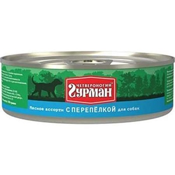 Четвероногий Гурман Мясное Ассотри для собак с Перепелкой 24х100г купить  зоотовары для животных