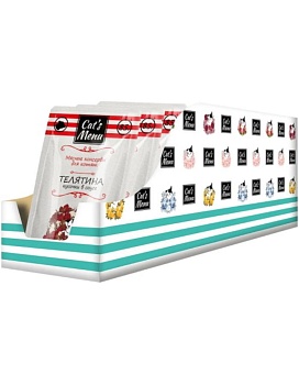 Cat`s Menu консервы для котят с телятиной кусочки в соусе 30х85гр купить  зоотовары для животных