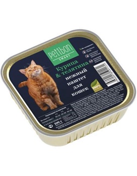 Четвероногий ГУРМАН Petibon Smart Паштет для кошек с курицей и телятиной 24х100г купить  зоотовары для животных