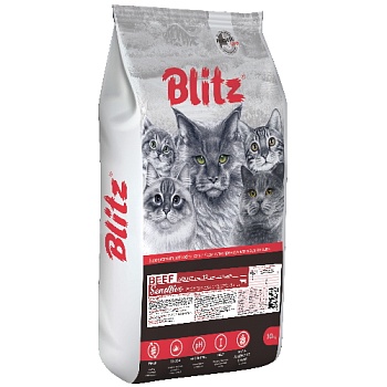 BLITZ ADULT CAT BEEF сухой корм для взрослых кошек Говядина 10кг купить 