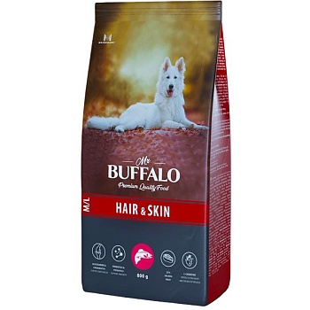 Mr.Buffalo B135 HAIR & SKIN CARE сухой корм для собак средних и крупных пород с лососем 800г купить 