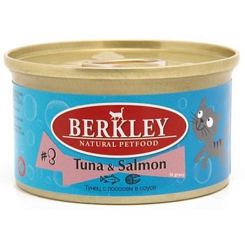 Беркли консервы для кошек №3 Тунец с лососем в соусе 24х85гр купить 