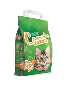 Счастливые Лапки Древесный наполнитель для кошек 8л купить  зоотовары для животных