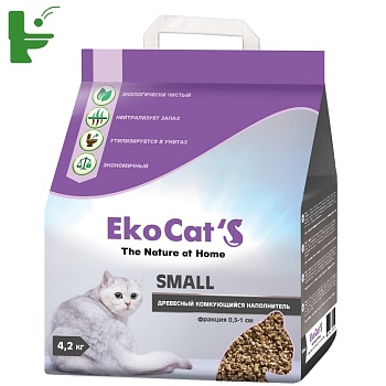 Eko Cat`s Small древесный комкующийся наполнитель 10л купить 