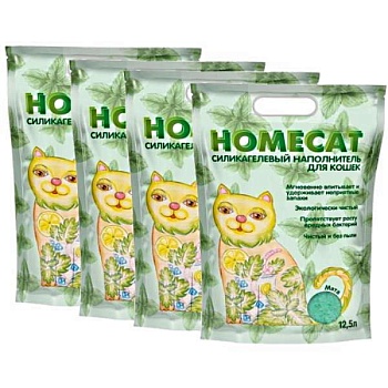 HOMECAT Мята силикагелевый наполнитель для кошачьих туалетов с ароматом мяты 4х12,5л купить 