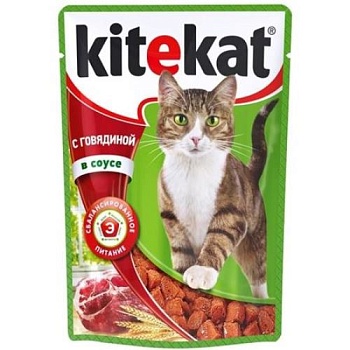 KiteKat для кошек пауч Говядина в соусе 28х85г купить 