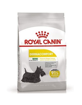 ROYAL CANIN MINI DERMACOMFORT корм для собак мелких пород с раздраженной и зудящей кожей 1кг купить  зоотовары для животных