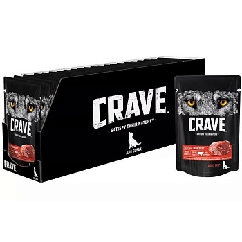 CRAVE Корм консервированный для взрослых собак Говядина в желе (пауч) 28х85г купить 