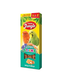 HAPPY JUNGLE Палочки для птиц мед+яйцо 3 шт купить  зоотовары для животных