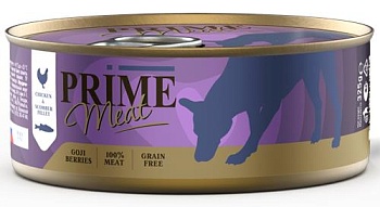 PRIME MEAT консервы для собак Курица со скумбрией филе в желе 36х325гр купить 