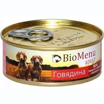 Biomenu Adult Консервы для Собак Говядина 95%-Мясо 24х100г купить 
