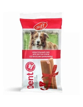 Титбит Жевательный снек DENT со вкусом баранины для крупных собак (7 снеков) 270гр купить  зоотовары для животных
