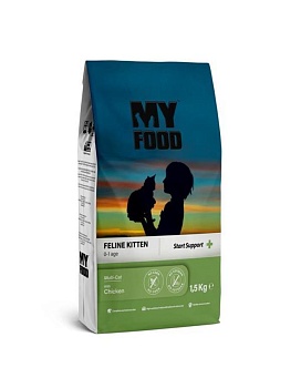 Myfood Feline Kitten Multi-Cat with Chicken сухой корм для котят с курицей 1,5кг купить  зоотовары для животных