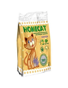 HOMECAT Эколайн Лаванда комкующийся наполнитель для кошачьих туалетов 6л купить  зоотовары для животных