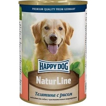 Happy Dog Natur Line консервы для собак Телятина с рисом 410гр купить 