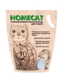 HOMECAT Стандарт Силикагелевый наполнитель для кошачьих туалетов без запаха 3,6л купить  зоотовары для животных