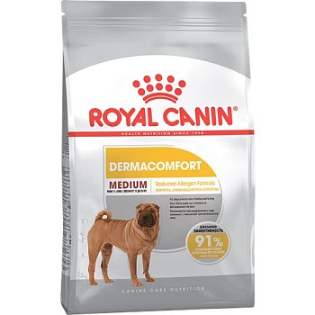 ROYAL CANIN Medium Dermacomfort Корм для собак срених пород склонных к кожным раздражениям и зуду 10кг купить 