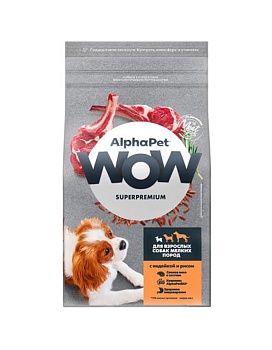 ALPHAPET WOW SUPERPREMIUM сухой корм для взрослых собак мелких пород с индейкой и рисом 1,5кг купить  зоотовары для животных